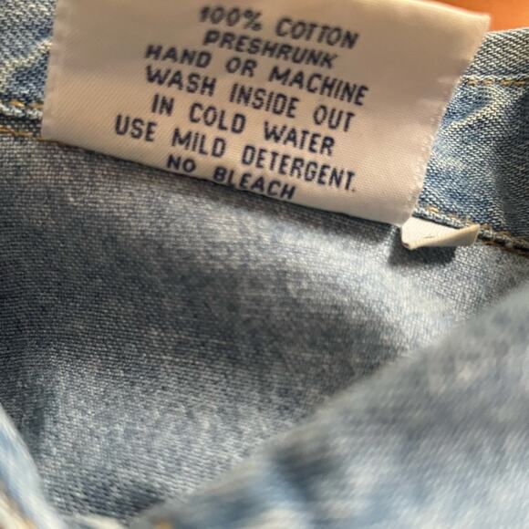 Vtg Denim Star Pearl Seashell Relaxed Boyfriend Fit Top 8 Western Glam Celestial - Picture 6 of 6